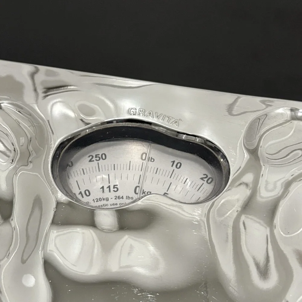 Vintage Gravita Vice Versa Chrome Molded Footprint Scale 90s Postmodern Design